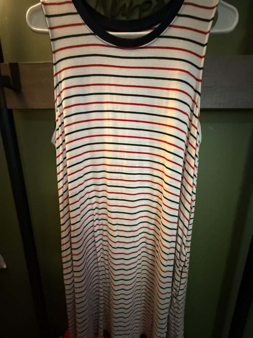 Time and Tru Sleeveless Knit Dress Size XL 16-18 Red White Blue Striped